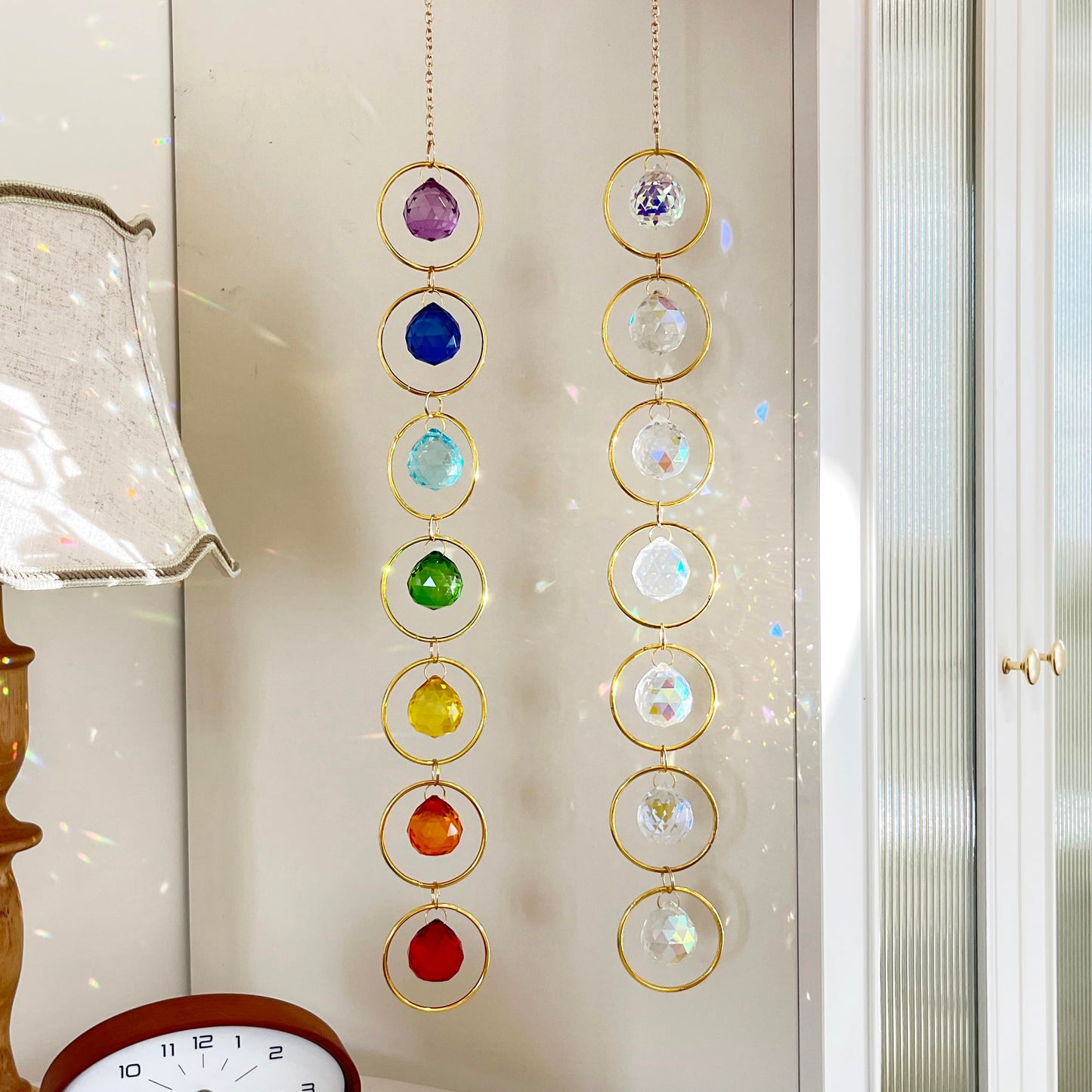 7 Chakra Crystal Suncatcher, Multi-Color, 30mm Crystal Ball Healing Decor