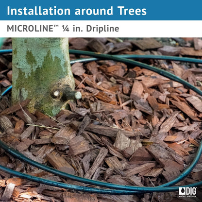 DIG ML-509, 500', ¼" MICROLINE Dripline - 9” Spacing, Color Black – UV Protected Drip Line