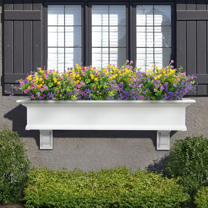 Hananona 12 Pcs Artificial Flowers Outdoor, Faux Artificial Plants UV Resistant Plastic Flower Bulk for Hanging Planter Porch Window Home Wedding Fall Summer Decor (12, Fuchsia, Purple, Yellow, Green)