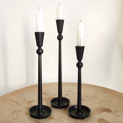Iron Taper Candle Holder Set 3 - Decorative Candle Stand - Candlestick Holder for Wedding, Dinning, Party (Black)…