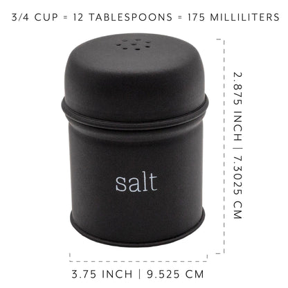 AuldHome Design Salt and Pepper Shaker Set (Black); Contemporary Modern Farmhouse Retro Enamel Style Shaker Set