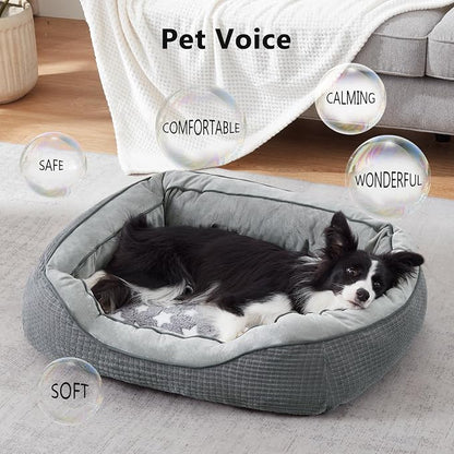 Dog Beds for Large Dogs, Washable Pet Bed, Orthopedic Dog Sofa Bed, Soft Calming Sleeping Warming Puppy Bed (Star-Grey, X-Large-(35’’x 25’’x 10’’))