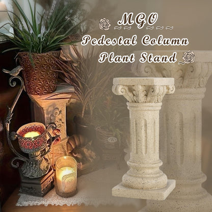 Garden Decorative Column, 26.25" Magnesium Oxide Garden Pedestal Column Plant Stand Weatherproof Pedestal for Sculptures Heavy Duty Plinth Suitable for Weddings and Dining Tables, Indoor/Outdoor
