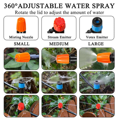 260FT Drip Irrigation System Kit, Automatic Drip Irrigation Kit with 1/2 inch Hose 1/4 inch Distribution Tubing and Accessories for Greenhouse, Yard, Lawn