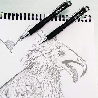 Pentel Mechanical Pencil 0.5 mm Twist Erase III, Twist Up Eraser, Pre-Loaded Super Hi-Polymer HB Lead, Black Barrel, 3-Pack