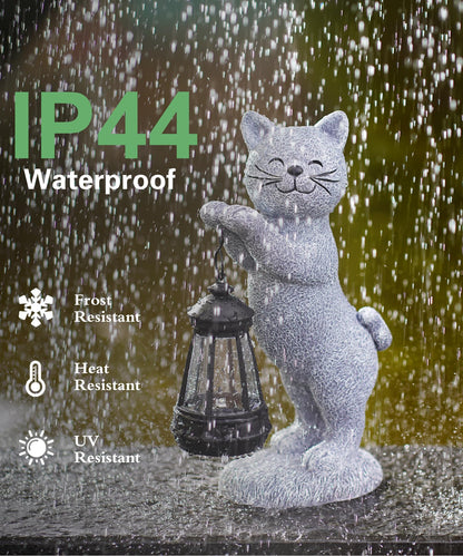 Acgarten Solar Cat Garden Statues: Outdoor Figurine with Lantern Lights