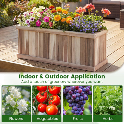 HAPPYGRILL Wooden Raised Garden Bed, Acacia Wood Rectangular Planter Box with Drainage for Vegetable Flower Herb, Indoor Outdoor Elevated Garden Box for Patio Yard, 36" L x 12" W x 12" H (1)