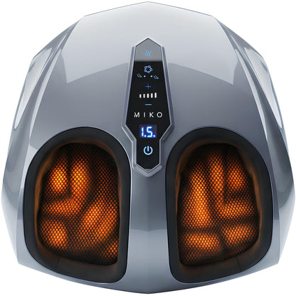 MIKO Foot Massager Machine with Deep-Kneading, Compression, Shiatsu, and Heat for Plantar Fasciitis, Neuropathy - Fits up to Men Size 12