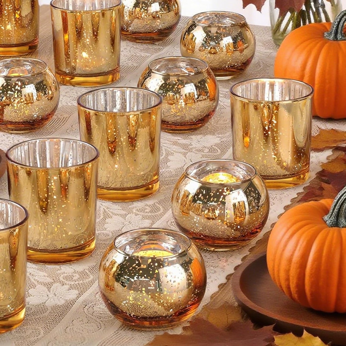 12PCS Assorted Gold Votive Candle Holders,Tealight Candle Holders for Table Centerpieces,Home,Bridal Shower,Birthday,Christmas,Thanksgiving Party Table Decor (12, Gold)
