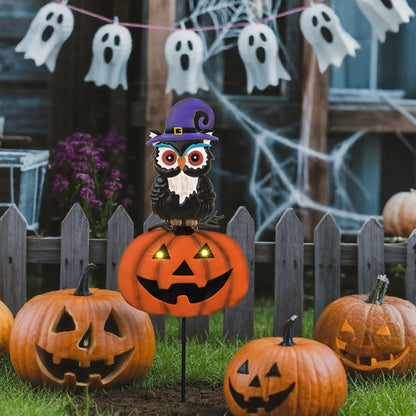 TERESA'S COLLECTIONS Halloween Decorations for Outdoor, Cute Spooky Decorative Garden Stakes with Solar Light, Jack O Lantern Metal Yard Sign for Home Patio Halloween Party