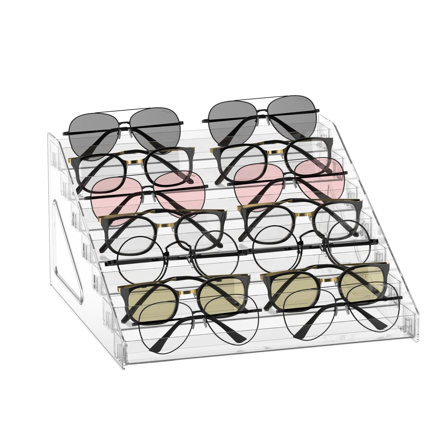 LoengMax Sunglasses Organizer - Clear Eyeglasses Display stand - Eyeglasses Storage - For Glasses Tabletop Holder Stand(7 Layer)