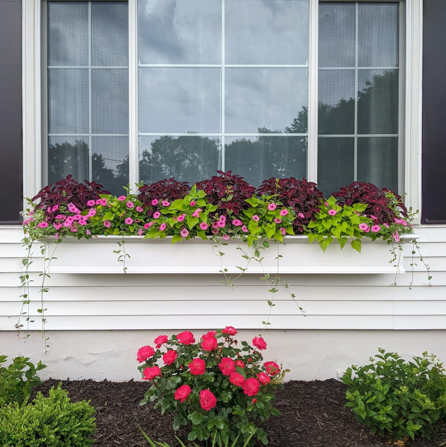 Mayne Yorkshire 7ft Window Box - White - 84in L x 12in W x 10in H - with 1.6 Gallon Built-in Water Reservoir (8827-W)
