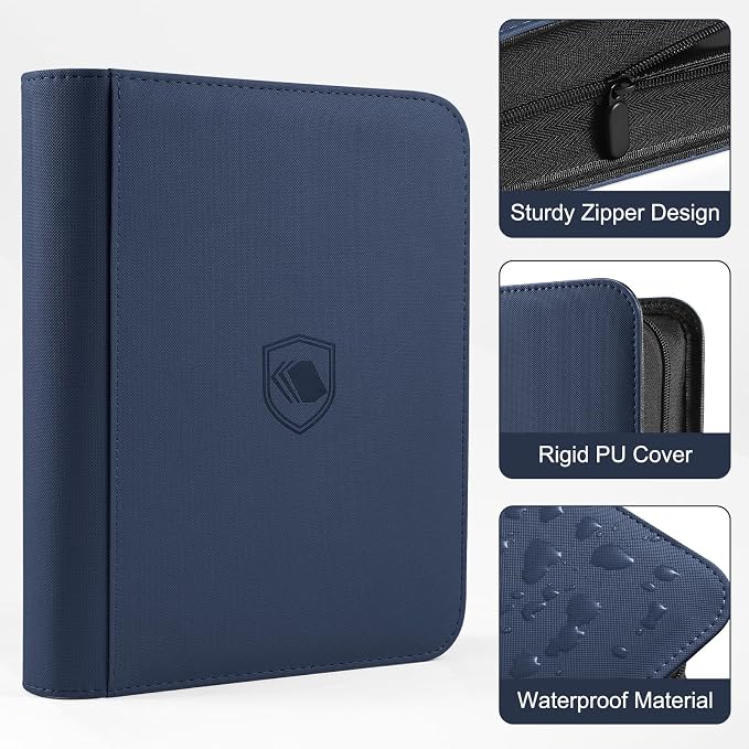 Toploader Binder, Holds 160 Toploaders, 100 Toploaders INCLUDED, 4-Pocket PU Cover Top Loader Binder for 3" x 4" Rigid Toploader, Ringless Double-Sided Toploader Card Binder for TCG, Sport Cards