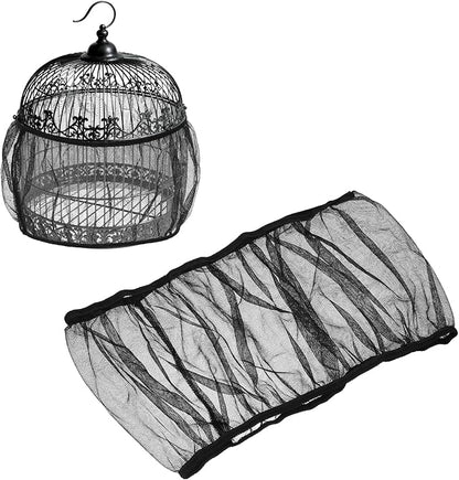 Bird Cage Seed Catcher, Bird Cage Net Cover Seeds Guard, Universal Birdcage Accessories, Black, Circumference 45.7"-59.1", Height 9.8" for Parrot Cockatiel Enclosures