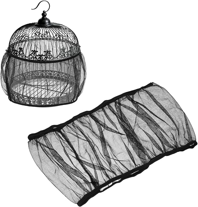 Bird Cage Seed Catcher, Bird Cage Net Cover Seeds Guard, Universal Birdcage Accessories, Black, Circumference 19.7"-31.5", Height 6.3" for Parrot Cockatiel Enclosures