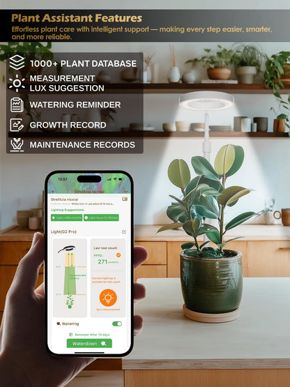 Smart Grow Lights for Indoor Plants, Plant Light with Auto-Timer, Full Spectrum LED Grow Light, Adjustable Height & Stepless Dimming,Plant Assistant Suitable for Most Plants (White-1)