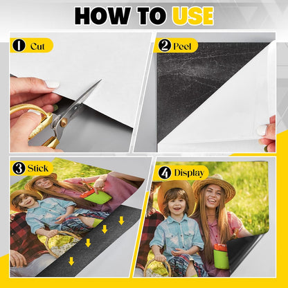 12 Inch x 5ft x 30mil Extra Large Adhesive Magnetic Sheet Roll Not Printable Adhesive Backing Cut and Customize Flexible Sheet Blank White Surface Magnetic Sign for Craft Photo Craft, Glossy