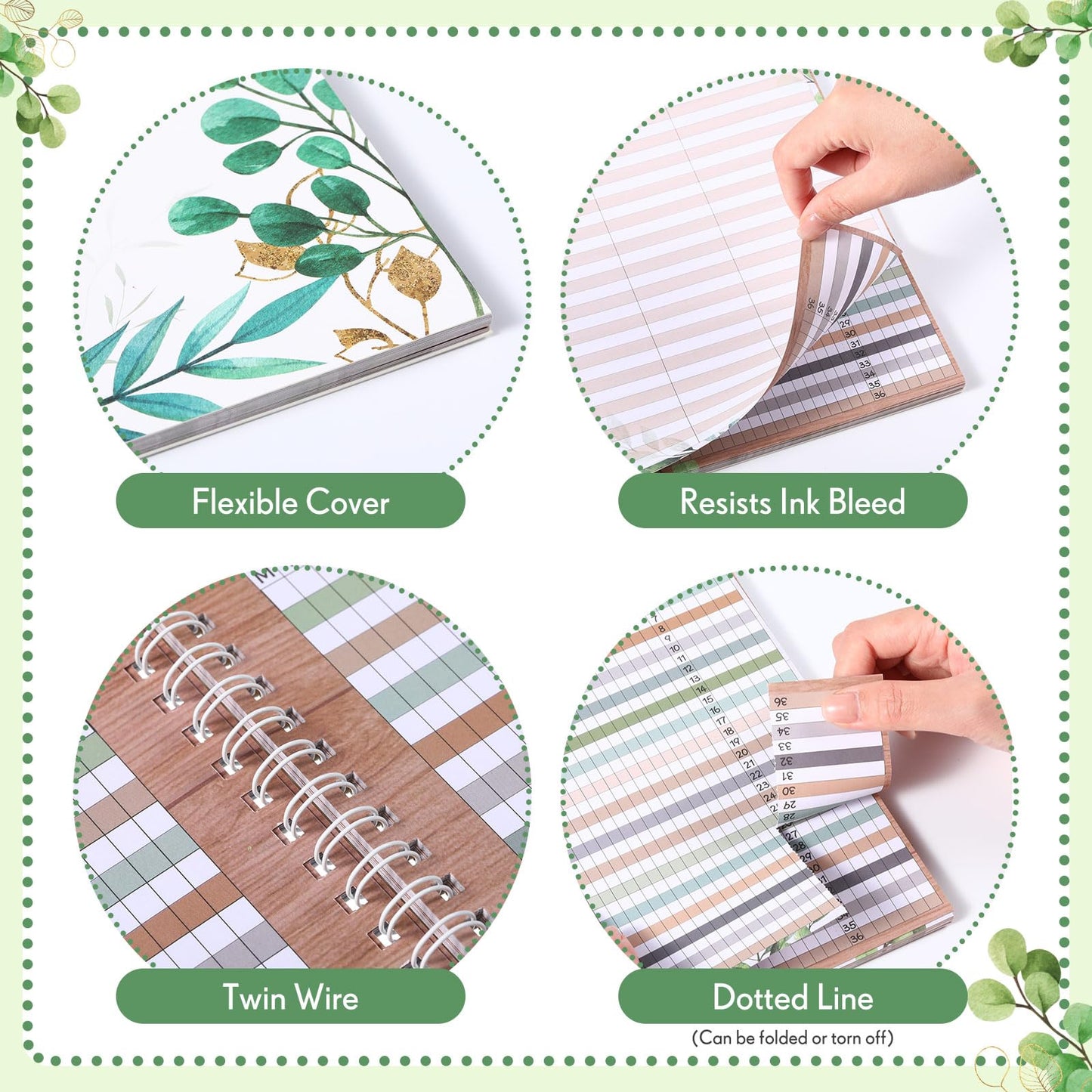 Fuyoooo Teacher Record Book Teacher Grade Books 2026-2027 Spiral Bound Record Planner 2026 Class Grade Book Office Favors for Classroom Attendance Decoration Double Sided(Boho Plant)
