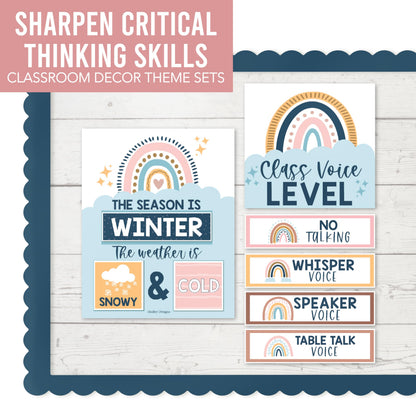 Hadley Designs Classroom Calendar Set Bulletin Board Decorations - Boho School Calendar for Classroom Decor, Kindergarten Preschool Elementary Teacher Must Haves, Homeschool & Daycare Essentials