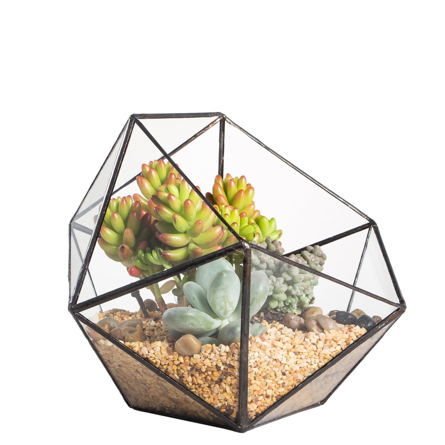 NCYP Opened Geometric Glass Terrarium, 6.69" Bowl Shape Planter for Succulent Plant Cacti, Indoor Balcony Irregular Decor, Garden Miniature Pot, Tabletop Centerpiece (No Plants)