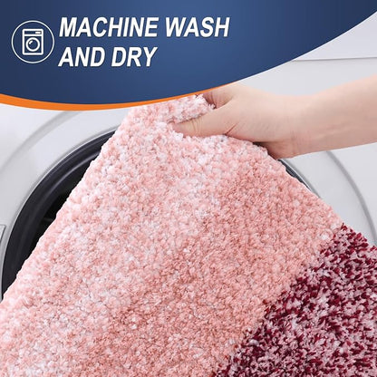 OLANLY Large Bathroom Rugs Mat 54x24, Extra Soft Absorbent Microfiber Bath Rugs, Rubber Backing, Quick Dry, Machine Washable Bath Mats for Bathroom Floor, Tub and Shower, Home Decor Accessories, Red