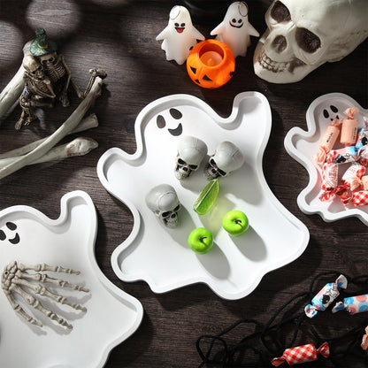 Maxcheck 3 Pcs Halloween Ghost Wooden Serving Platters Food Serving Trays Decorative Wooden Charcuterie Boards Plate for Halloween Snacks Cookies Fruits Candy Display Food Dish(Classic)