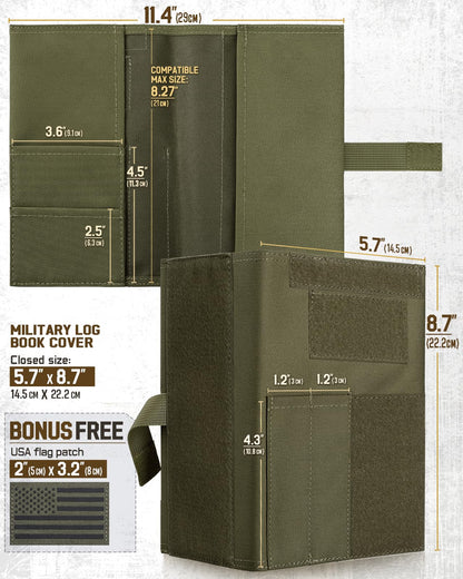 LIVANS Book Cover for 5.5 x 8 in Military Log Book, with Journal Notebook
