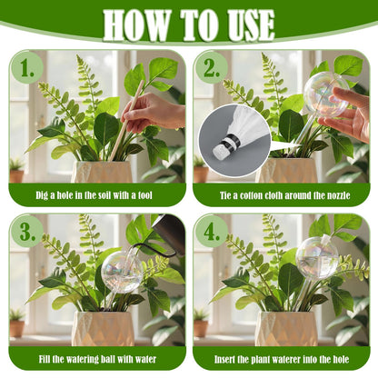 Chumia 4 Pcs 23 oz Glass Plant Self Watering Globes Large Iridescent Plant Watering Devices Vacation Self Water Globes for Indoor Outdoor Potted Water Devices