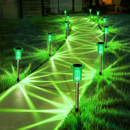 Gorrzai Solar Lights Outdoor 10 Pack Solar Pathway Lights Green Halloween Decorations Waterproof Yard Lighting for Outside Driveway Garden Walkway Path Landscape Lawn