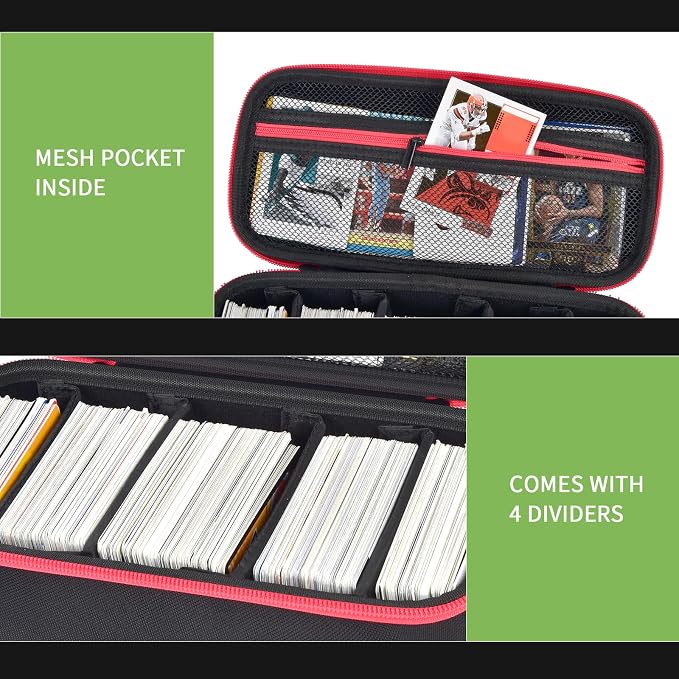 ALKOO Premium 900+ Trading Card Carrying Case - Hard Shell TCG Travel Storage Bag with Dividers & Shoulder Strap - Holds 900+ Sleeved Cards or Deck Boxes - Compatible with MTG & Sports Cards