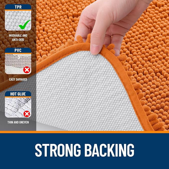 OLANLY Large Bathroom Rugs 40x24, Extra Soft Absorbent Chenille Bath Rugs, Rubber Backing Quick Dry, Machine Washable Bath Mats for Bathroom Floor, Tub and Shower, Home Decor Accessories, Clay