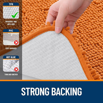 OLANLY Bathroom Runner Rugs 44x24, Extra Soft Absorbent Chenille Bath Rugs, Rubber Backing Quick Dry, Machine Washable Long Bath Mats for Bathroom Floor, Tub and Shower, Home Decor Accessories, Clay