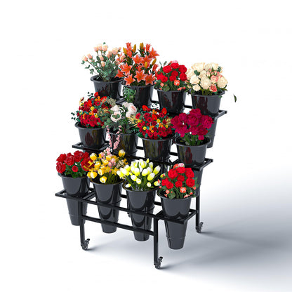 Zhongma 3 Tier Flower Display Stand with 12pcs buckets