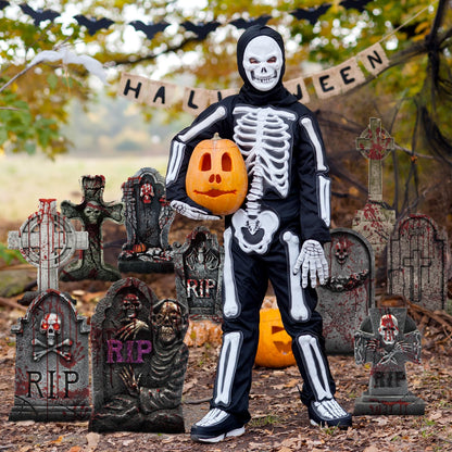 EggSun 10 Styles Halloween Large Tombstone Gravestones Yard Stakes Decorations 17IN Headstone Outside Signs with Stakes for Halloween Scary Spooky Patio Lawn Yard Garden Cemetery Outdoor Decors