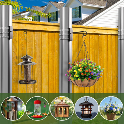 Xbpeuy 2 PCS Adjustable Fence Post Hangers, Bird Feeder Hanger Hooks, Plant Garden Hook, Wind Chime Hanger for 2" to 2 3/8" Diameter Posts
