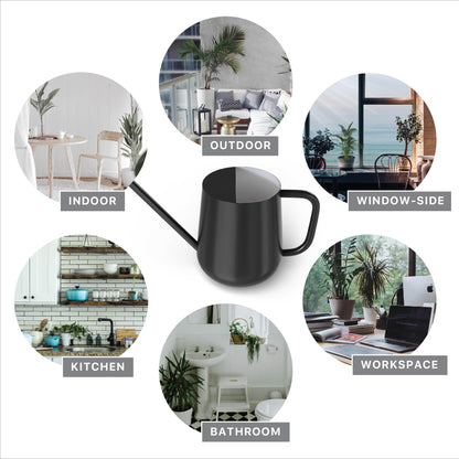 LOOPSEED Metal Watering Can for Indoor Houseplants Outdoor Garden Long Sprout Water Can for Succulents Herb Bonsai Modern Garden Tool 33.8oz/1000ml (Dashing Black)