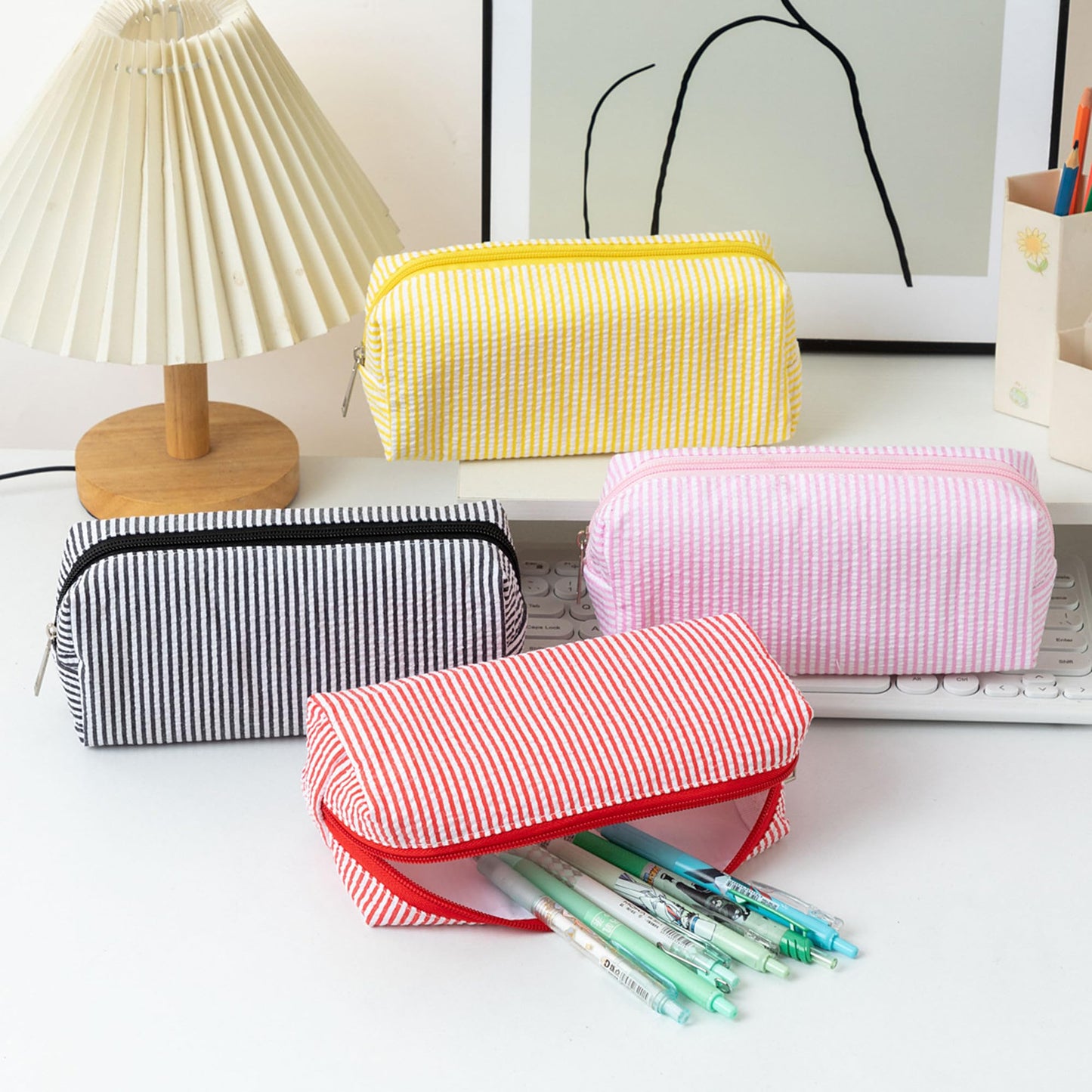 OZAOZ Cute Pencil Case Capacity Pencil Pouch Aesthetic Pen Bag Office Stationery Organizer Simple Sturdy Multifunctional Cosmetic Pouch (orange)