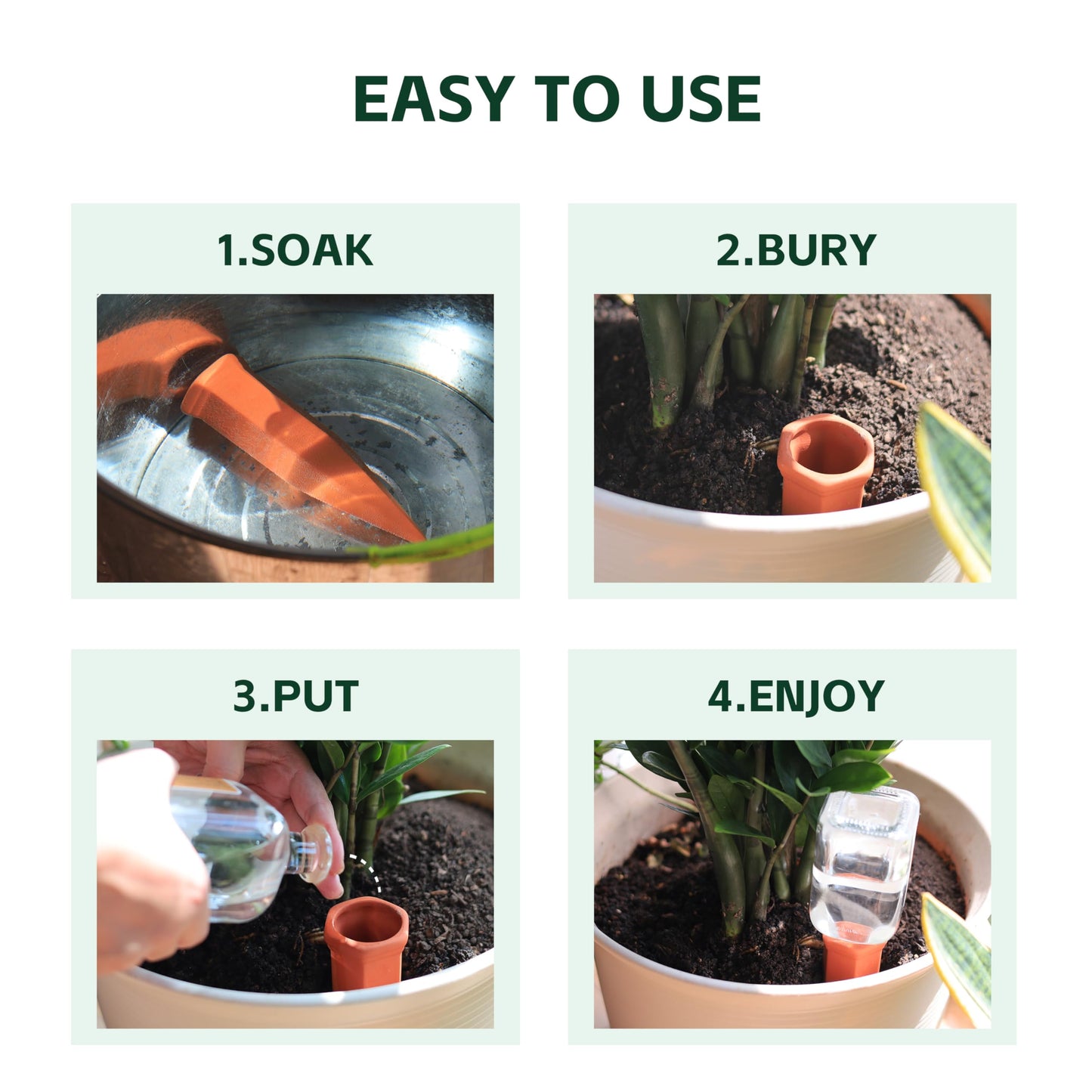 Soilagua Large Terracotta Plant Watering Spikes, Automatic Plant Waterer Outdoor | Indoor Use, Vacation Clay Watering Devices System, Slow Release Self Watering Planter Insert, 6 Pack