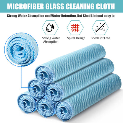 Tatuo 18 Pcs Microfiber Glass Cleaning Cloths (16 x 16) Polishing Cloth - Streak Free - Lint Free - Quickly Clean Windows, Glasses, Windshields, Mirrors, Stainless Steel, Monitor(Blue)