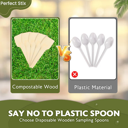 2.75" Disposable Wooden Taster and Sampling Spoons - Pack of 10,000ct