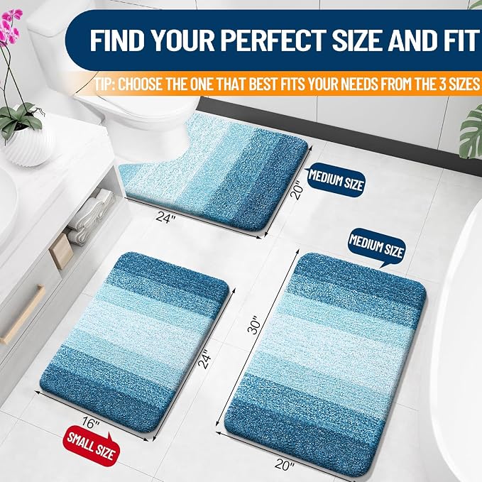 OLANLY Small Bathroom Rugs Mat 24x16, Extra Soft Absorbent Microfiber Bath Rugs, Rubber Backing, Quick Dry, Washable Bath Mats for Bathroom Floor, Tub and Shower, Home Decor Accessories, Peacock Blue