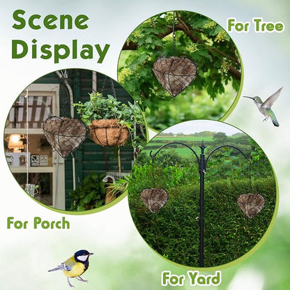 Menkxi 2 Pcs Bird Nesting Material, Hummingbird Nest Gift Enjoy Birds Gardening Outside Cute Decor Refillable Nesting Gift for Bird Lovers, Spring Garden Decoration Gifts (Heart Shaped)