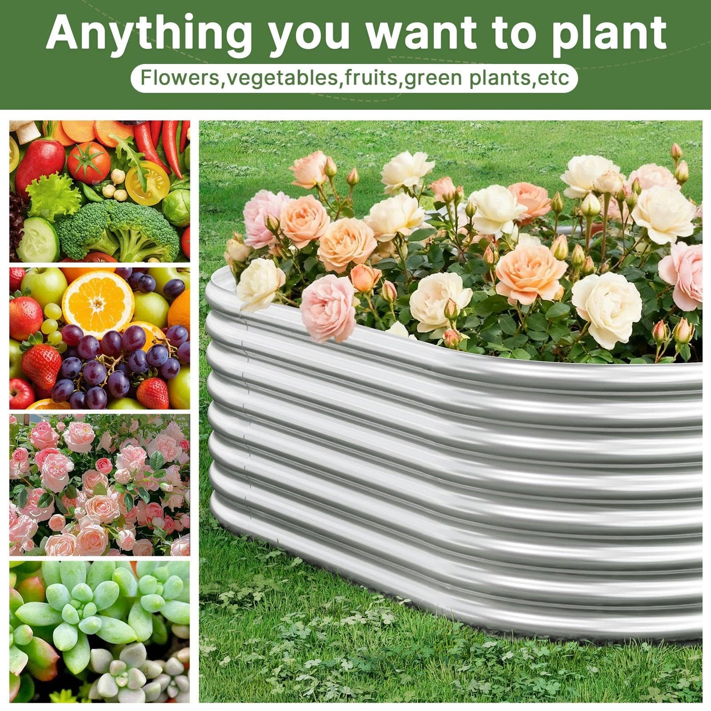 Mostmahes 2 Pack Tall 8ft Galvanized Raised Garden Bed Outdoor, Metal Garden Bed for Vegetables, Above Ground Garden Box for Flower, Steel Raised Beds for Gardening - 8x3ft