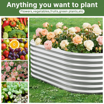 Mostmahes 2 Pack Tall 8ft Galvanized Raised Garden Bed Outdoor, Metal Garden Bed for Vegetables, Above Ground Garden Box for Flower, Steel Raised Beds for Gardening - 8x3ft