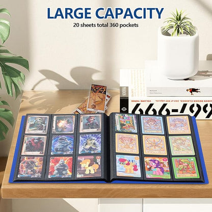 Card Binder, EDUDIIU 9 Pockets Premium Trading Card Binders, Cards Collection Binder Album, Side Loading Yugioh Holder Book for Sport, Football, Baseball Collector - Dard Blue
