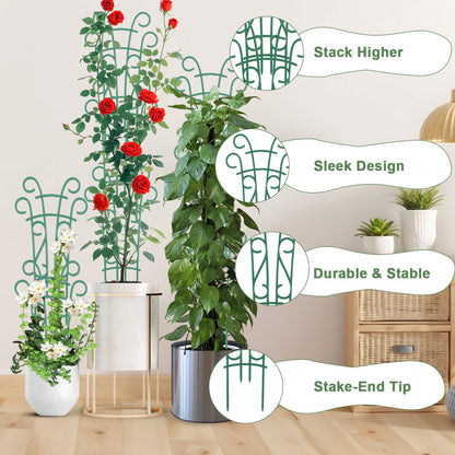 Qaobo 6 Pack Indoor Plant Trellis for Potted Plants, Stackable Garden Trellis for Climbing Plants Outdoor, Small Trellis for Houseplants Rose Hoya Pothos Plant Climber Support