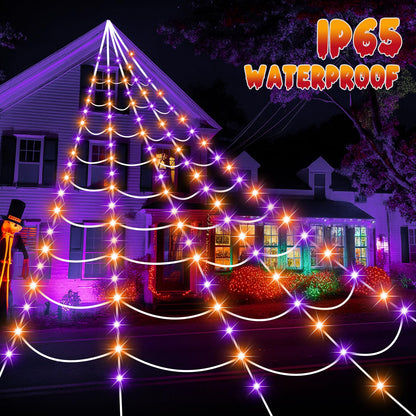 Halloween Decorations Spider Web Lights, 250 LED 16.4Ft Light Up Spider Web
