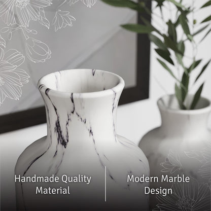 Creative Scents White Marble Look Vases Home Decor - Vase Set of 3 - Perfect for Holding Pampas Grass, Dried/Fresh Flowers, Vases for Your Kitchen, Bedroom, Office, Living/Dining Room, or Shelf Decor