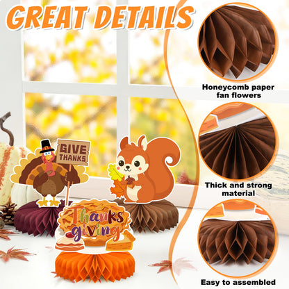 9 PCS Thanksgiving Party Decorations,Fall Honeycomb Centerpieces for Tables,Honeycomb Centerpieces for Autumn Thanksgiving Birthday Party Supplies Table Decorations