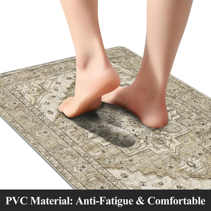 MJIAHOMDEC Cushioned Kitchen Rug Sets 3 Piece Anti Fatigue Mats for Floor Non Slip Waterproof Comfort Standing Mat Runner for Home Office, Sink, Laundry